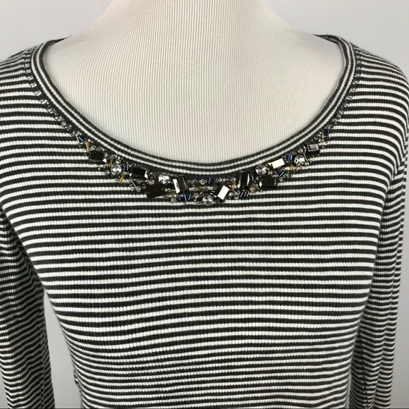 LOGO Lori Goldstein long sleeve striped topw/jewel - Picture 4 of 7